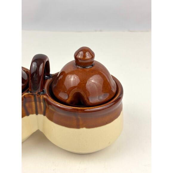 VTG Relish Condiment Server Brown Tan Ceramic Stoneware Taiwan 1970's - Picture 8 of 16